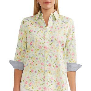 Chaps No-Iron Three-Quarter Sleeve Floral Shirt Size L